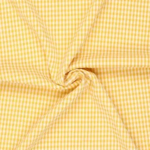 Seersucker ruit stof, 4mm, geel/offwhite. P209