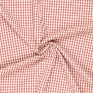 Seersucker ruit stof, 4mm, rood/offwhite. P211