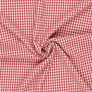 Seersucker ruit stof, 4mm, rood/offwhite. P214
