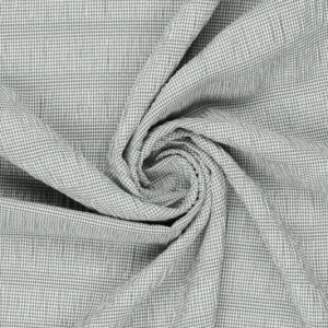 Seersucker smog stof, fijne ruit, oudblauw/wit. P231