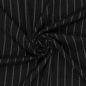 Soepel vallende wide streep stof, zwart/offwhite. X1164
