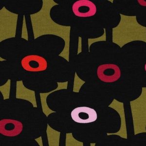 Soft sweat stof, daisychain Nerida Hansen, mosgroen. X1336