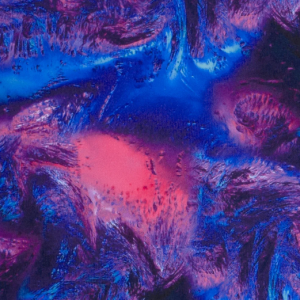 Sportswear jersey stof, abstracte print, zwart/fuchsia/blauw. LYN009