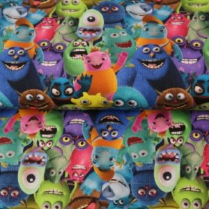 Stenzo jogging stof, Monster & Co print, multicolor. D0519