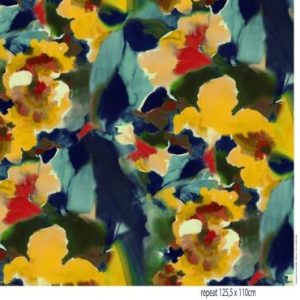 Stenzo viscose tricot stof, digitale abstracte print, multicolor. P107