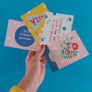 Stipstijl ansichtkaarten – set van 4