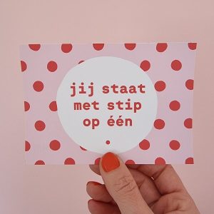 Ansichtkaart Jij staat met stip op één