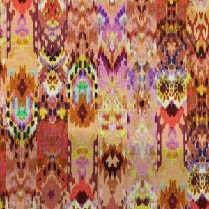 Stretch katoen stof, fantasieprint, multicolor rood. Z0508