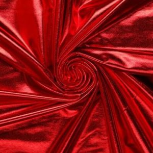 Stretch lamee metallic stof, rood. C533