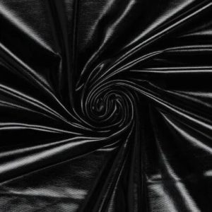 Stretch lamee metallic stof, zwart. C539