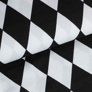 Terlenka stof, harlekijn print, wit/zwart. F9020-01