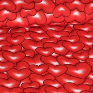 Texture stof, hartjesprint, rood. F6790