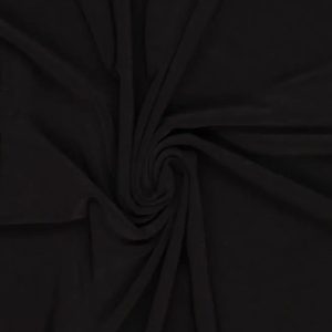 Travel jersey stof, 1mm rib, zwart. X1475