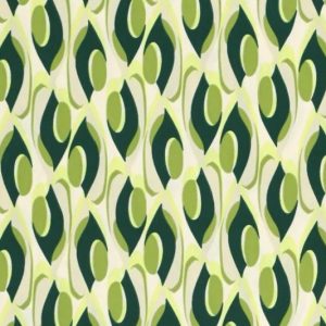 Travel stof, retroprint, groen. X1353