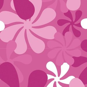 Tricot katoen stof, bloem vintage retroprint, roze/wit. X355