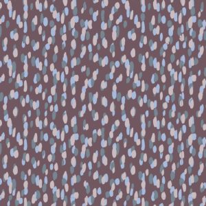 Tricot katoen stof, druppelprint, bruin/blauw/turquoise. A0889