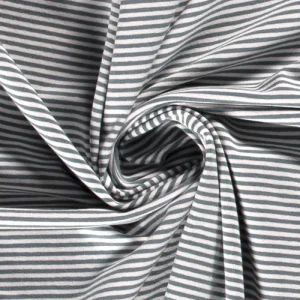 Tricot katoen stof, fijn streepje, oudblauw/wit. Y948