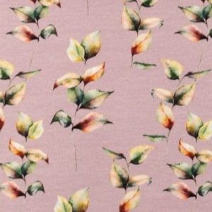 Tricot katoen stof, digitale print, takjes, oudroze. A0842