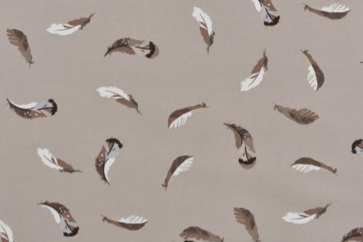 Tricot katoen stof, verenprint, beige. X640