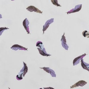 Tricot katoen stof, verenprint, wit/paars. X641