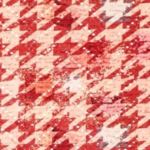 Tricot viscose stof, pied de pouleprint, rood. X551