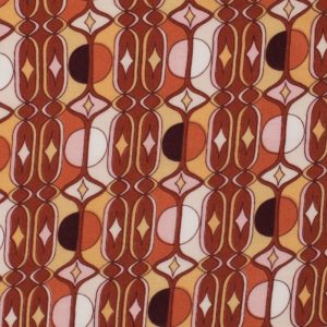 Viscose chally stof, grafische print, terra. C294