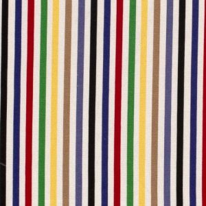 Viscose linnen stof, streep, wit/groen/rood/wit/blauw. C380