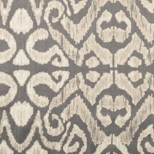 Viscose rayon stof, soepel vallend, barokprint, grijs/zilver. Y792