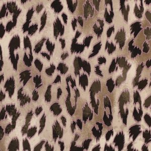 Viscose rosella stretch stof, panterprint, zand/bruin/roze. P518