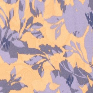 Viscose satijn stof, fantasieprint, lila/oranje. Y188