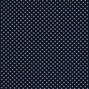 Katoen stof, kleine stippen, donkerblauw. NK008