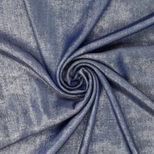 Viscose stof, soepelvallend, glanzende denim look, middenblauw/zilver. D0408