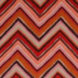 Viscose stof, soepel vallend, zizagprint met lurex draadje, rood/roze/oranje. X794