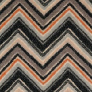 Viscose stof, soepel vallend, zizagprint met lurex draadje, grijs/oranje. X795