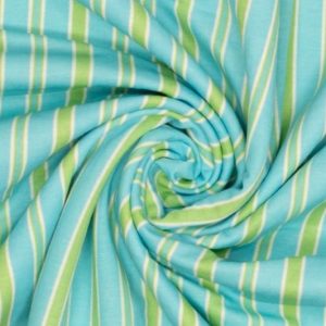 Viscose stof, streep, blauw/groen. X365