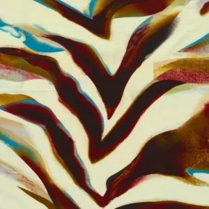 Viscose tricot stof, abstracte zebraprint, offwhite/groen/rood/blauw. P371A