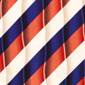 Viscose twill stof, zigzagprint, crème/rood/donkerblauw. Z0560