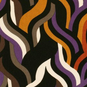 Viscose twill stof, vlecht motief, zwart/paars/oker/bruin. Y803