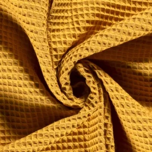 Wafeldoek stof, okergeel. WA034