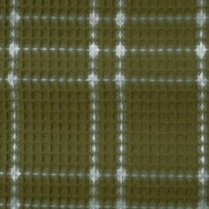 Wafeldoek, met ruit, olijfgroen/wit. Q5380