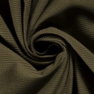 !Fijne wafel stof, legergroen. WF027