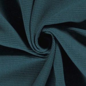 Wafeldoek stof, petrol. WA024