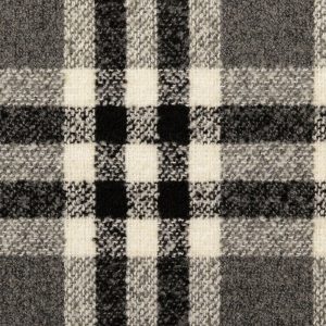 Wol bouclé tweed stof, ruit, zwart/grijs/offwhite. Y782