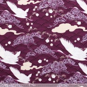 Yoga sport travel stof, kraanvogel/bogenprint, fuchsia/paars/lila/crème. X401