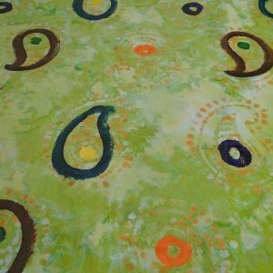Batik stof met handpaint paisleyprint lime, M362