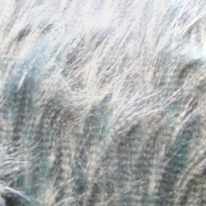 Borg stof, lang harig, gemeleerd, petrol/lichtgrijs. X435