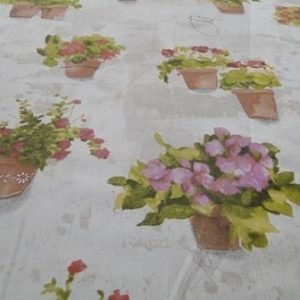 Decoratie stof, bloempot print beige rose, D900