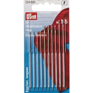 Prym Stopnaalden lang staal No. 1-5 ass. met goudkleurig oog, 10 stuks, 124661