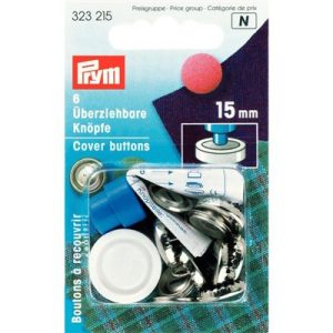 Stofknopen MS zilverkleurig 15 mm met matrijs 6 stuks, 323215