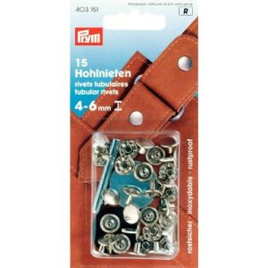Hohlnieten voor materiaal dikte 4 – 6 mm MS zilverkleurig, 15 stuks, 403151